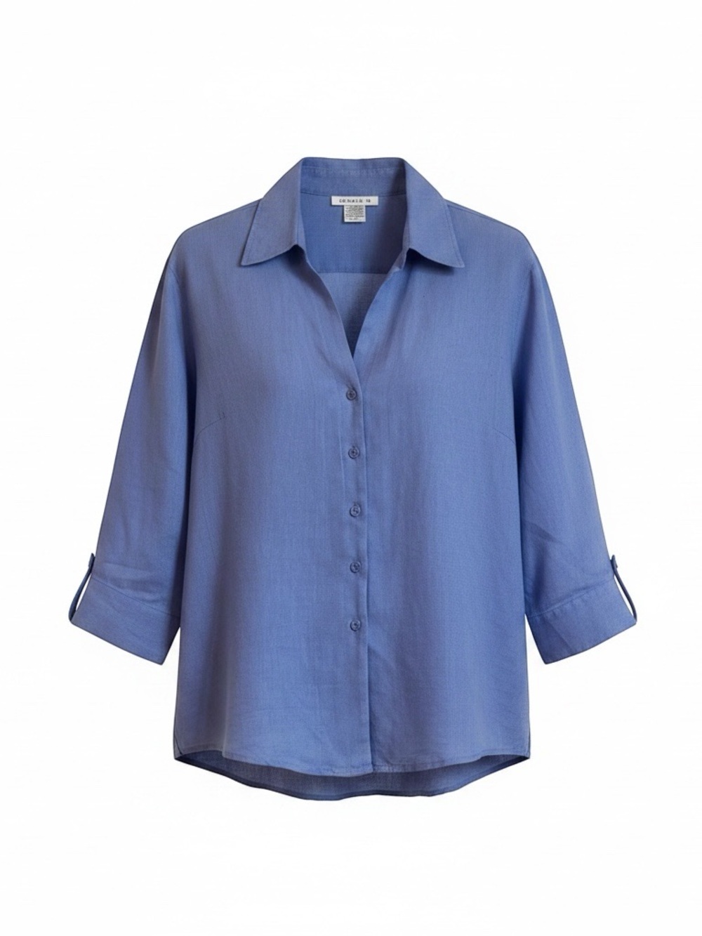 Minimalist Linen Old Money David N Light Blue Button-Down Roll-Sleeve Shirt